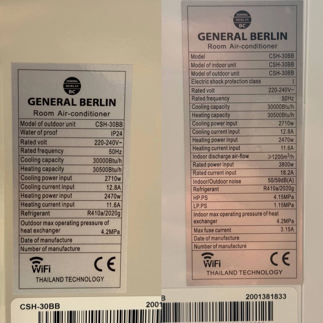 کولر گازی جنرال برلین 30000 CSH-30BB